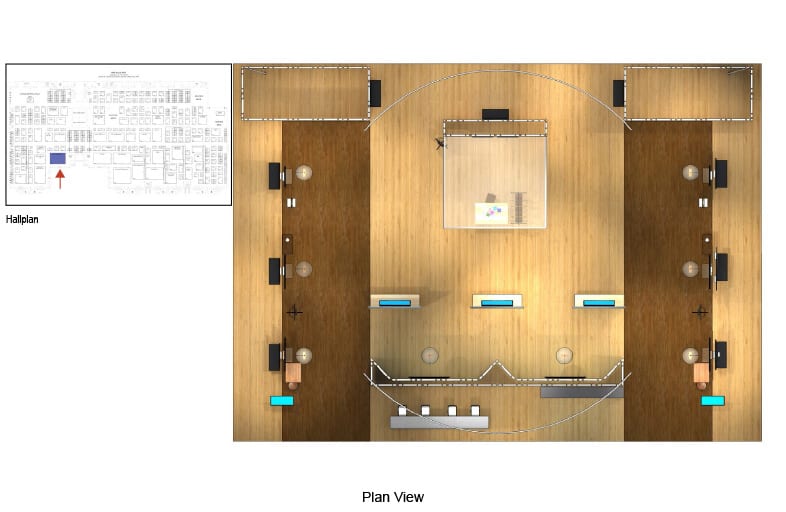 Plan view drawing of the IBM NRF 2014 booth layout
