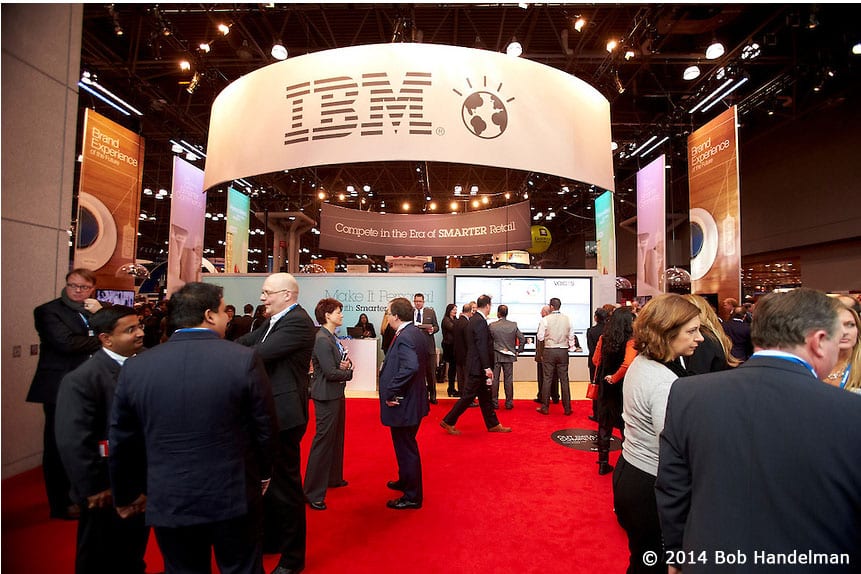 Crowds arriving at the IBM booth on opening day of NRF 2014