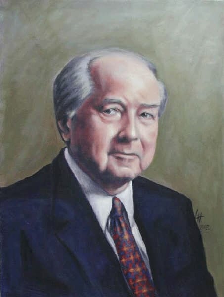 Formal portrait painting of Mr. Samuel Shipley in a suit and tie